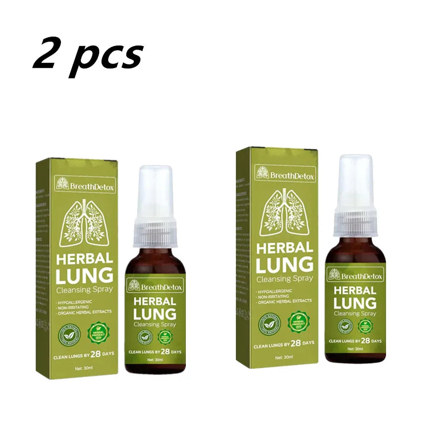 2-Pc Lung Herbal Cleanser Spray for Smokers - Anti-Snoring, Congestion & Dry Throat Relief