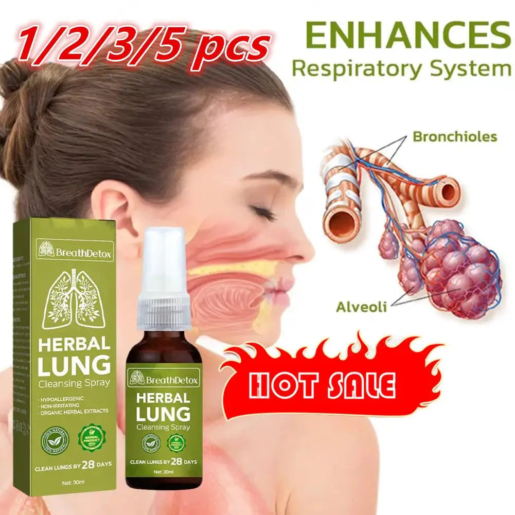 2-Pc Lung Herbal Cleanser Spray for Smokers - Anti-Snoring, Congestion & Dry Throat Relief